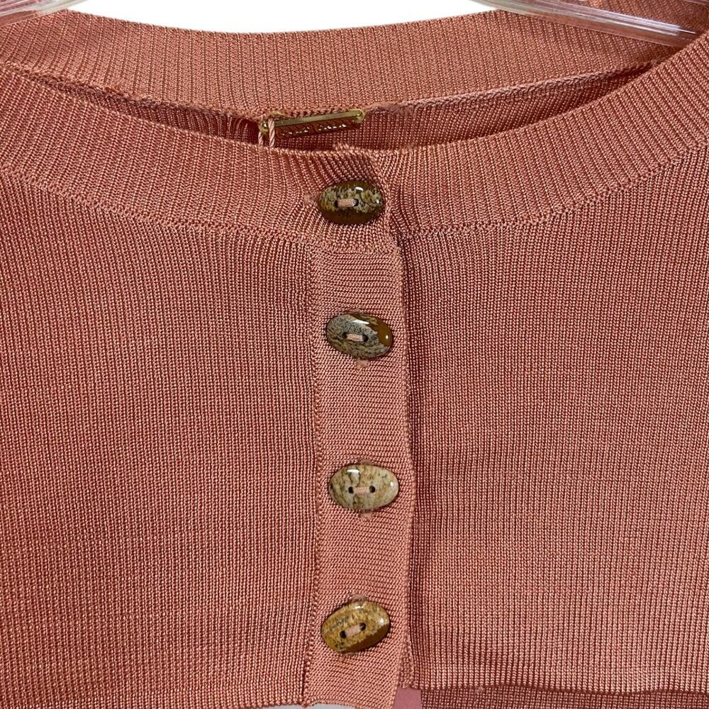 Cult Gaia NWT Women's 'Alice' Cropped Top Cardigan Knit Cantaloupe Orange Small - Picture 11 of 12